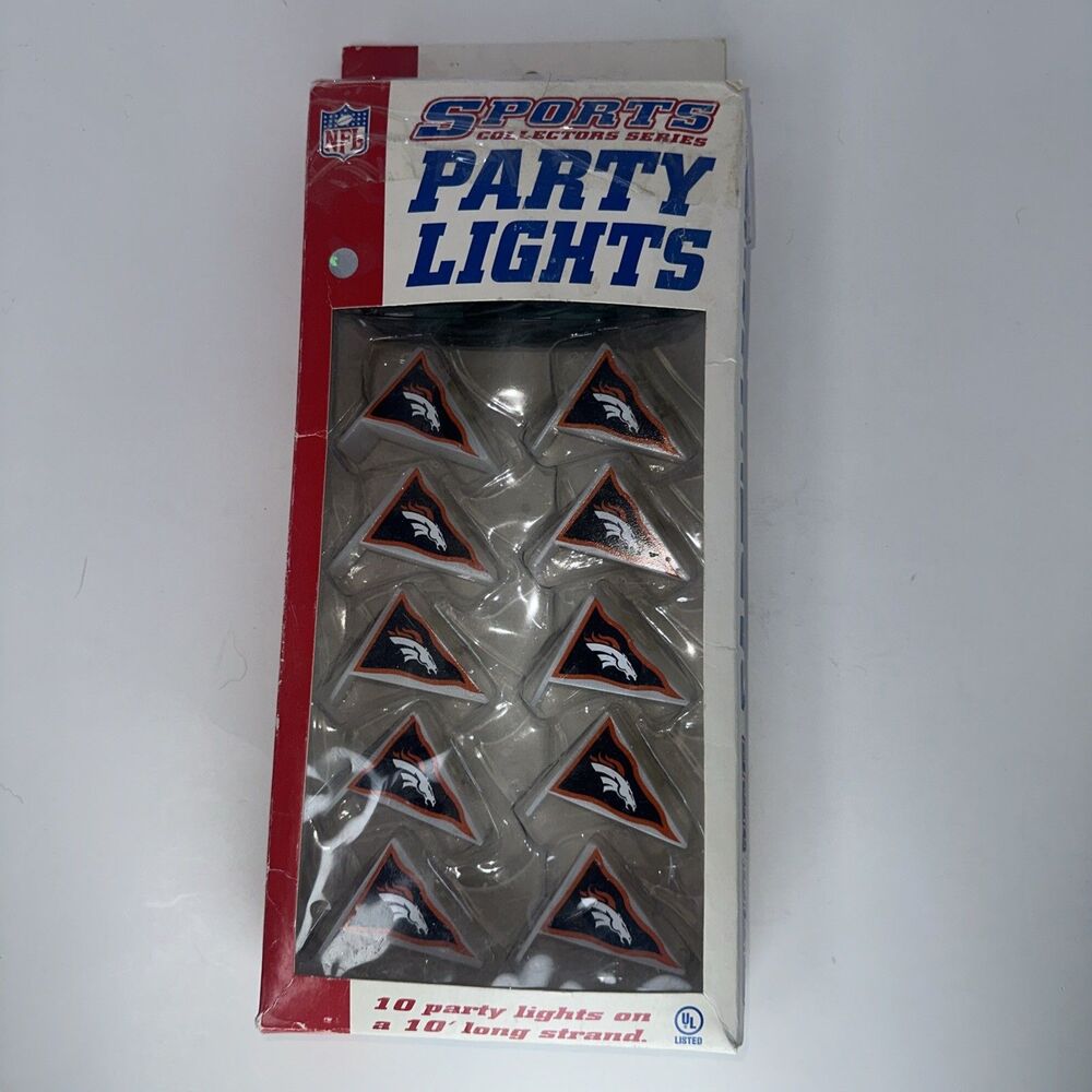NFL Denver Broncos Sports Collector Series Party Lights 10’ Football Open Box